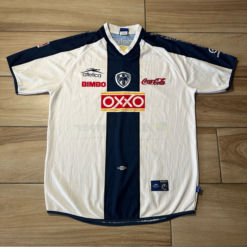 Vtg 90s Atletica Rayados De Monterrey Home Jersey Soccer Futbol Mexico Bloke LG